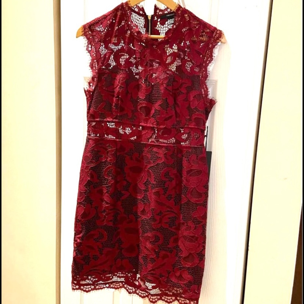 Brand New burgundy lace sleeveless dress - size L - Picture 2 of 8